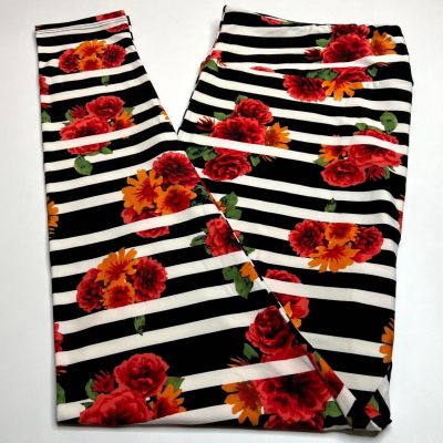 NEW LuLaRoe TC2 Leggings UNICORN BLACK RED Orange Stripe Colorful Flower Modern